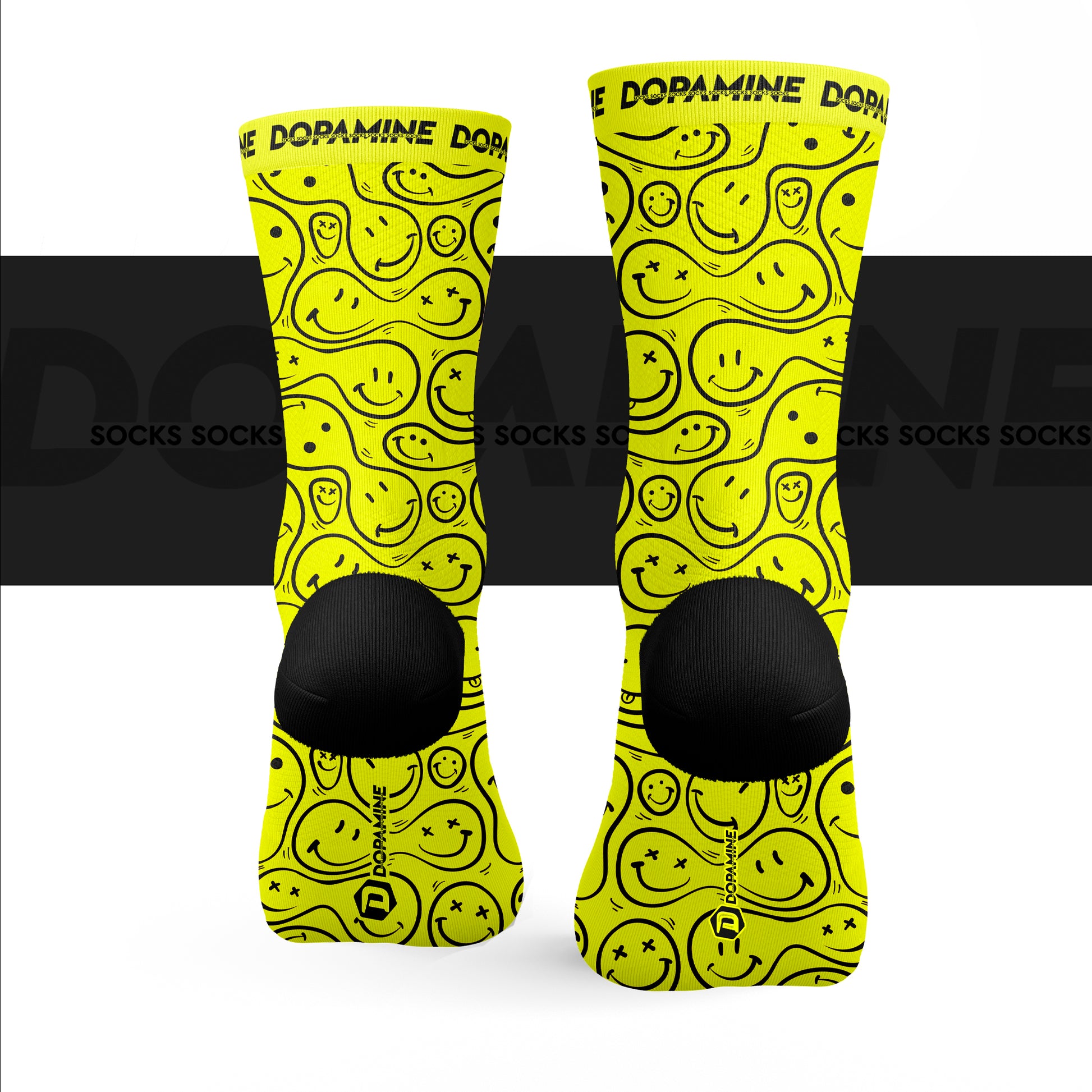 Calcetin Deportivo SOCK SPORT+ SMILE NEON AMARILLO - DOPAMINEOFICIAL